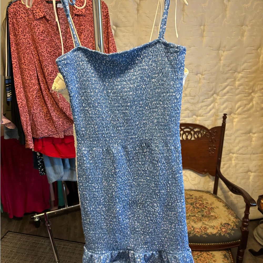 Girls Cotton On Textured Blue Dress